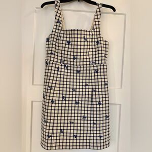 Sézane Dorothe Dress Blue Floral Embroidery